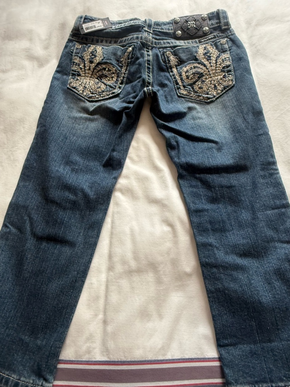 Miss Me Dark Blue Embellished Pocket Jeans